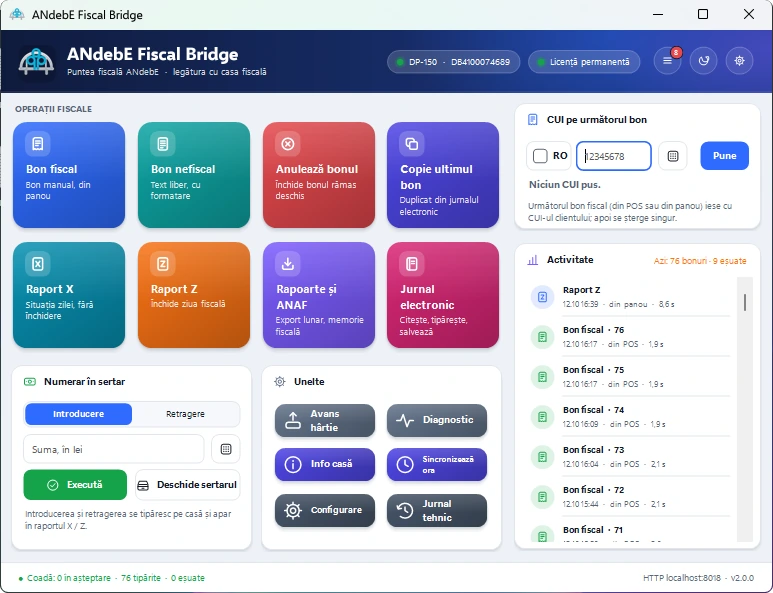 ANdebE Fiscal Bridge — captură din aplicație